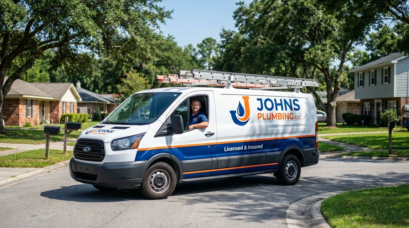 Johns Plumbing LLC service van in Huntington, IN