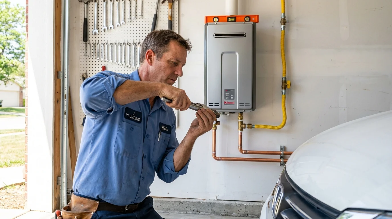 Tankless water heater installation by a Johns Plumbing LLC plumber in Huntington